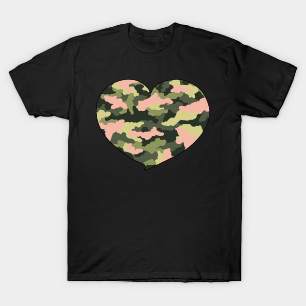 Pretty With Pink Camo Heart T-Shirt by StephJChild